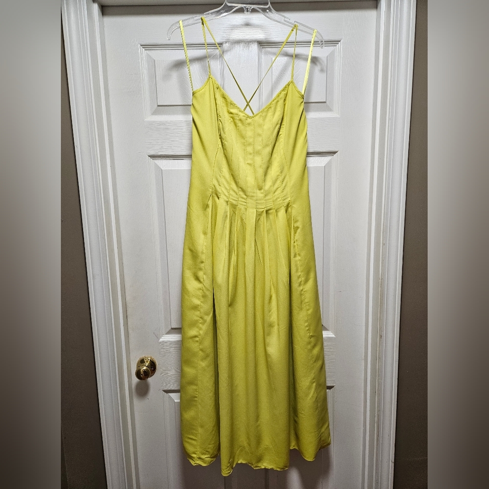 Banana Republic Yellow Midi Dress with Spaghetti Straps